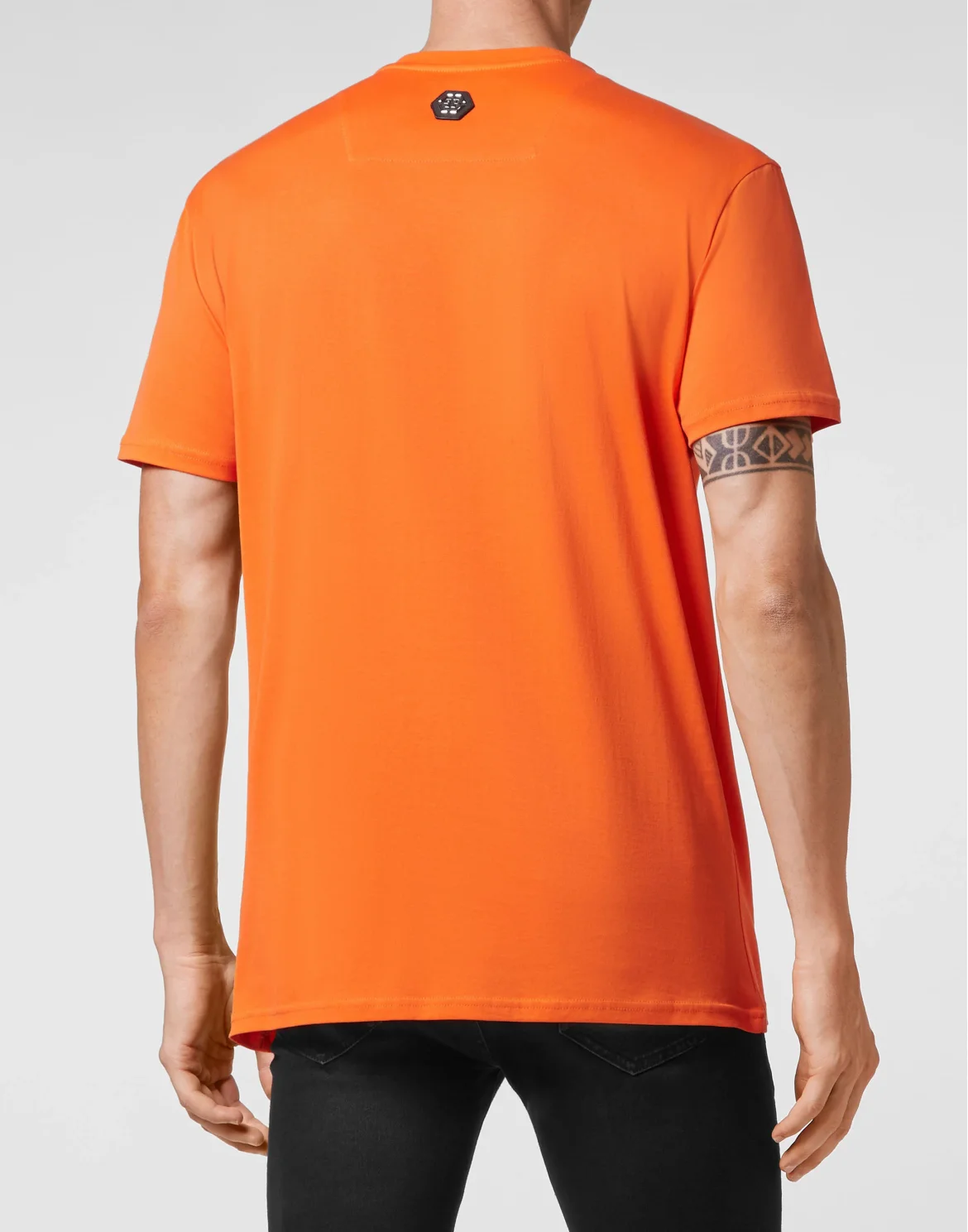 T-shirt Round Neck SS Skull and Plein with Crystals, цвет: Оранжевый