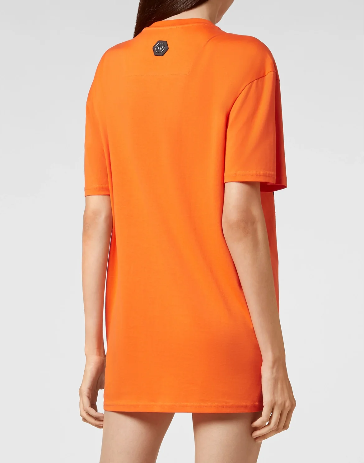 T-shirt Round Neck SS Skull and Plein with Crystals, цвет: Оранжевый