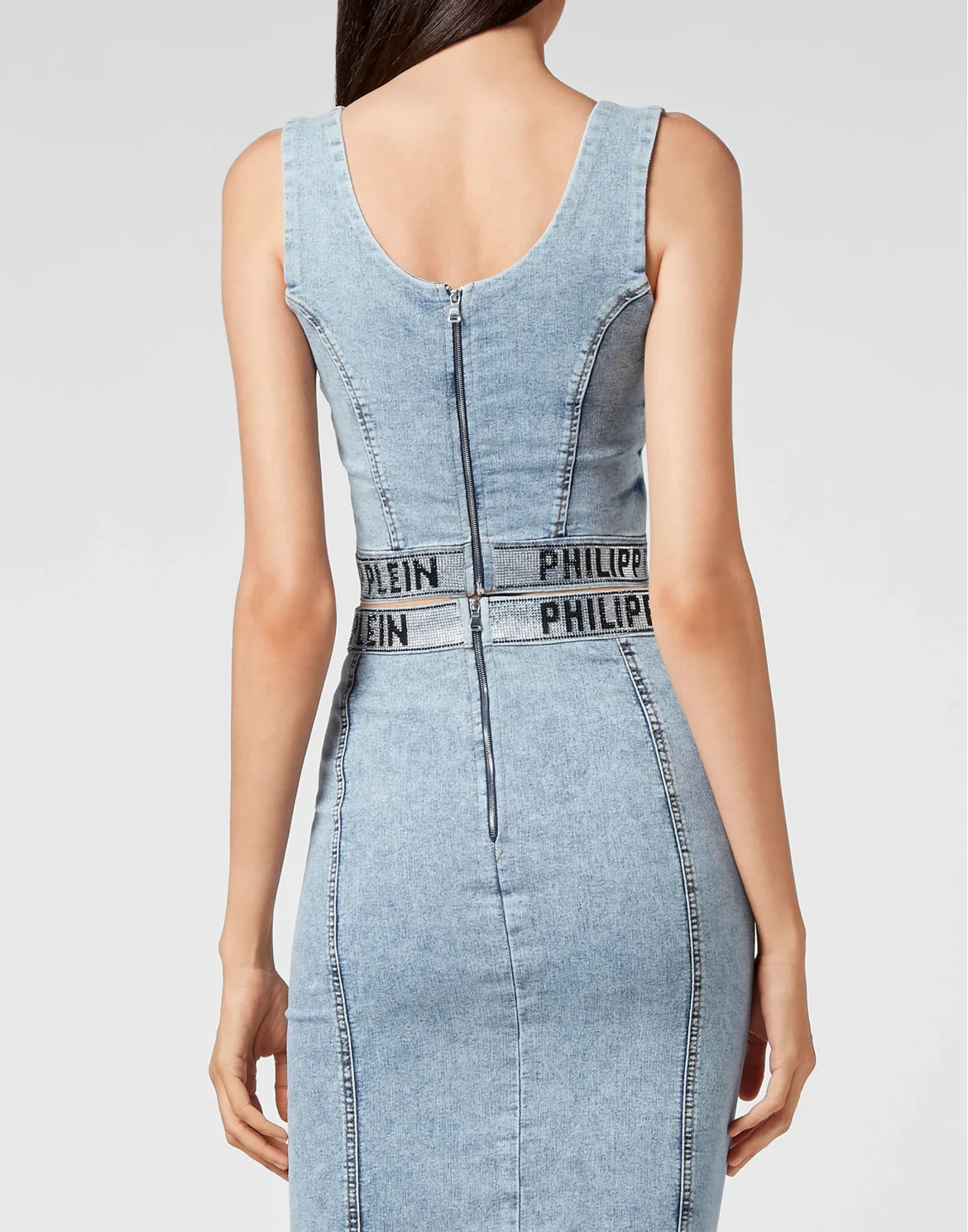 Denim Super Stretch Top Gothic Plein with Crystals, цвет: Синий