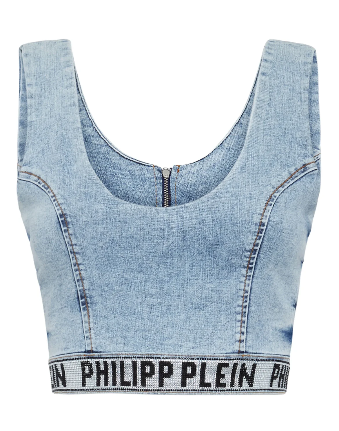 Denim Super Stretch Top Gothic Plein with Crystals, цвет: Синий