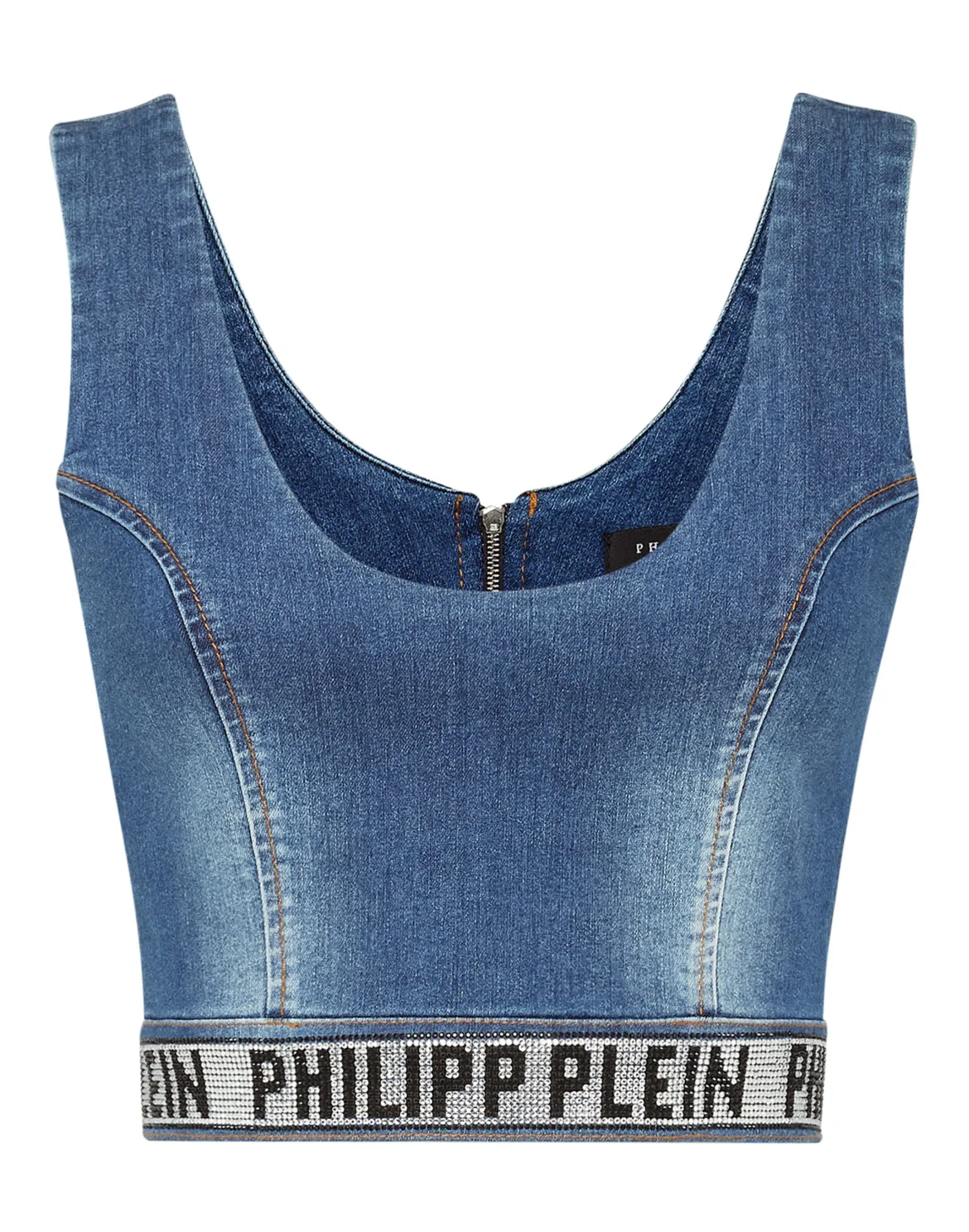 Denim Super Stretch Top Gothic Plein with Crystals, цвет: Синий
