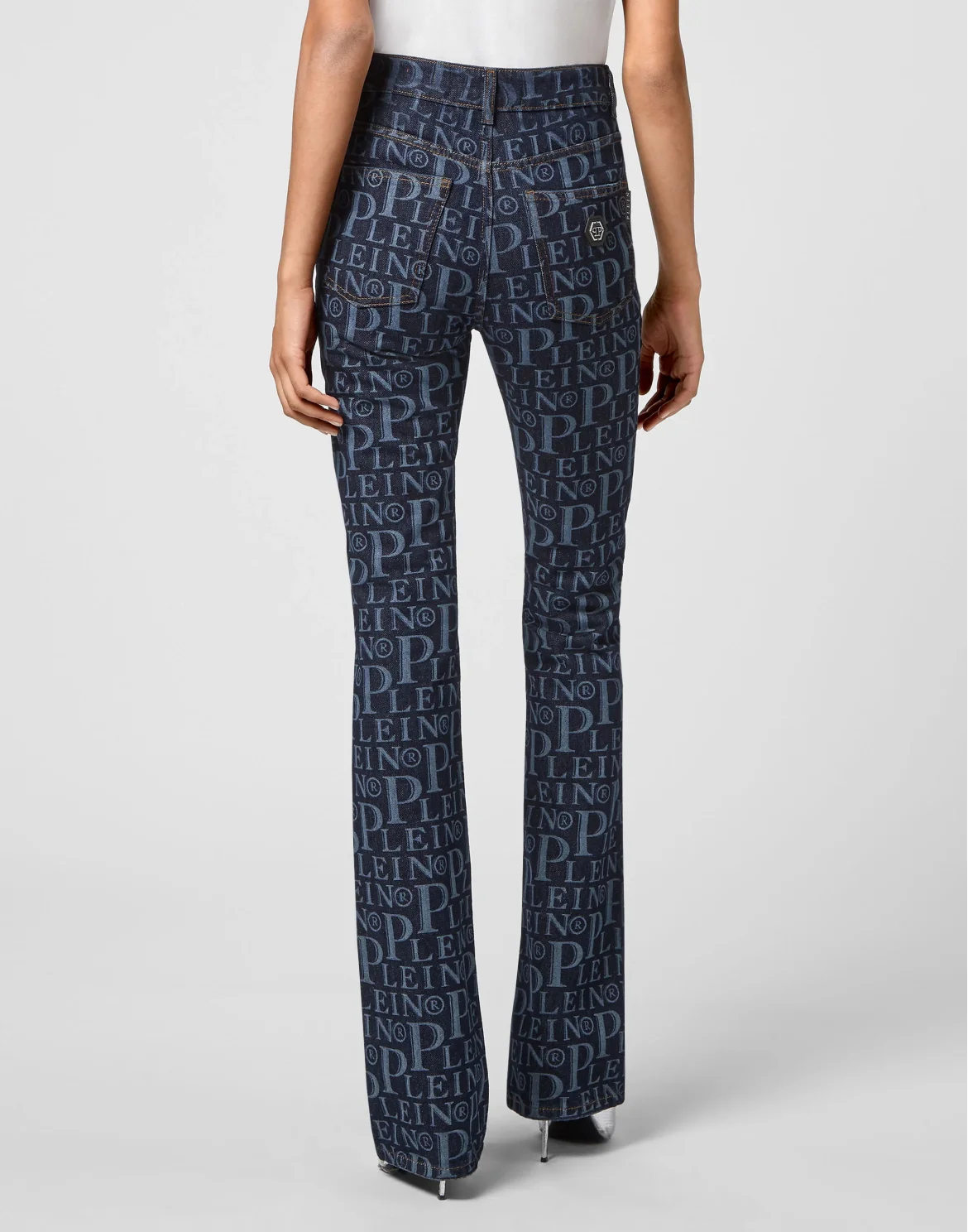 Denim High wasted flare All over PP, цвет: Синий