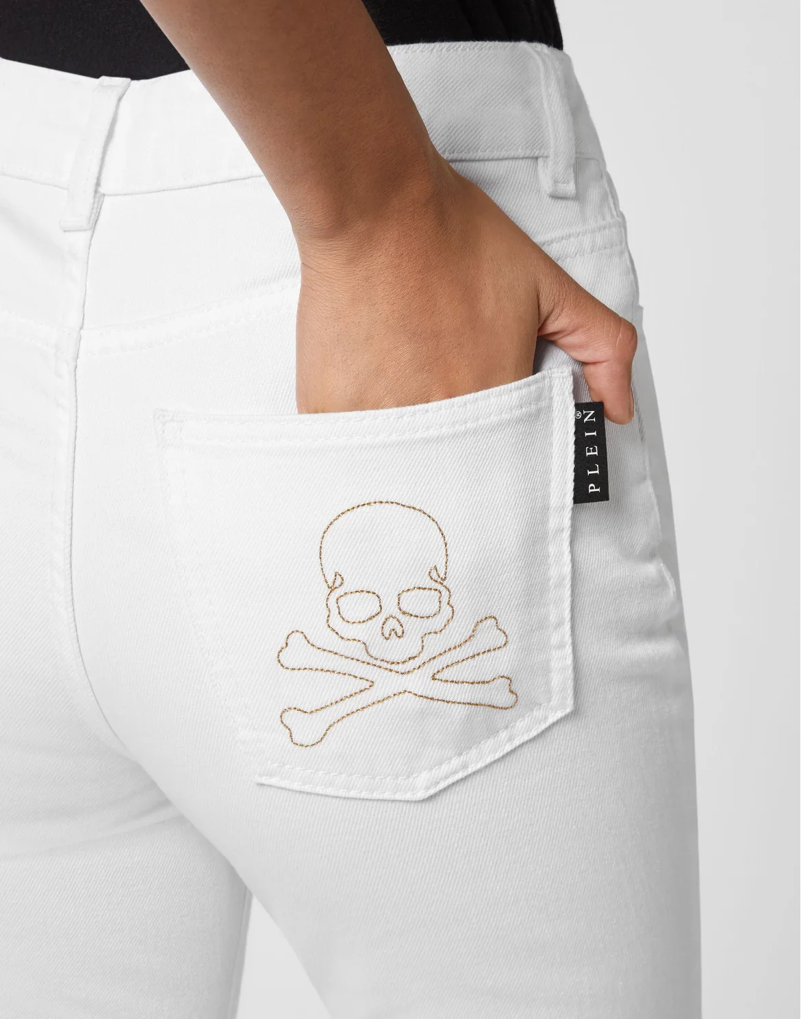 Denim High wasted flare Skull, цвет: Белый