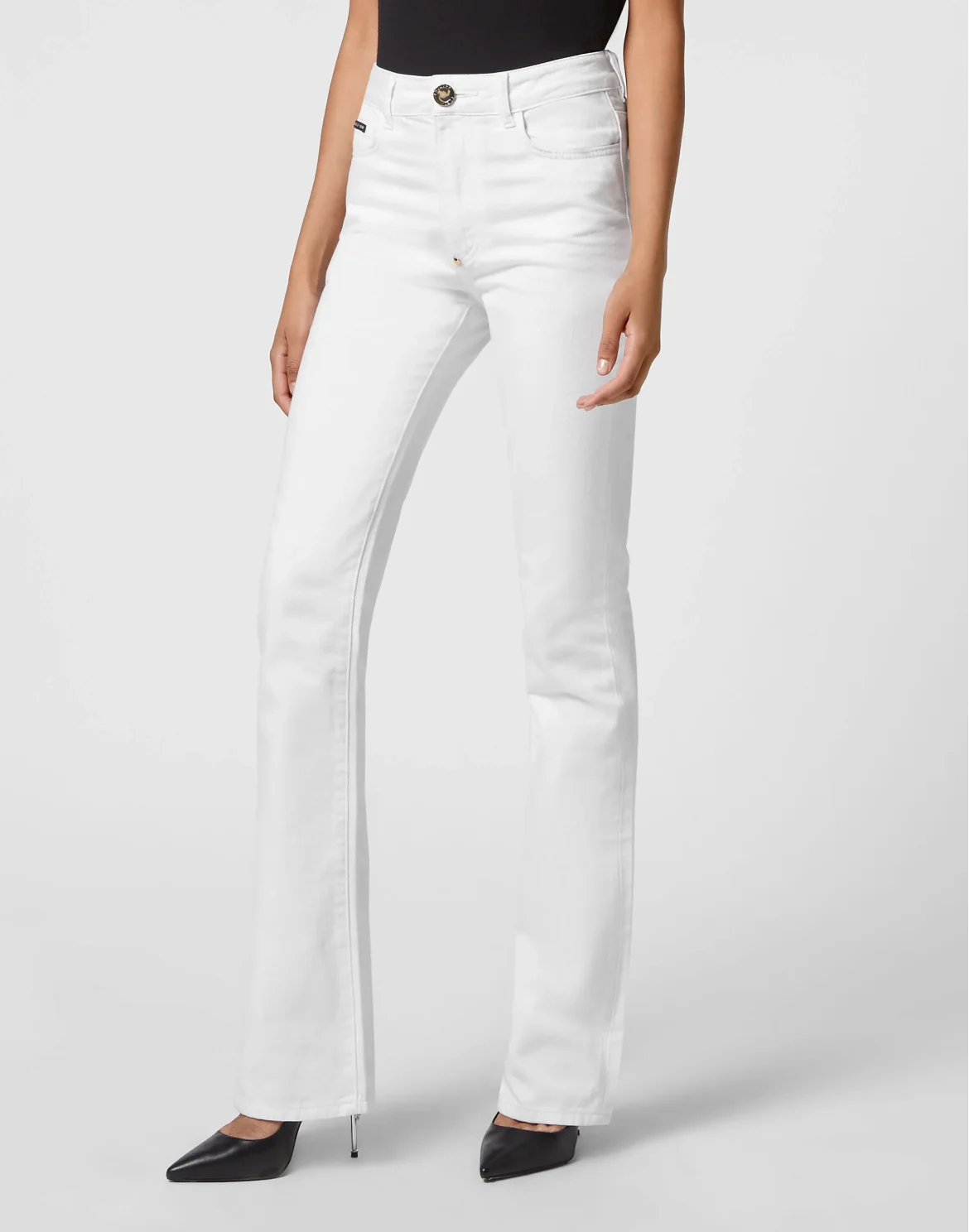 Denim High wasted flare Skull, цвет: Белый
