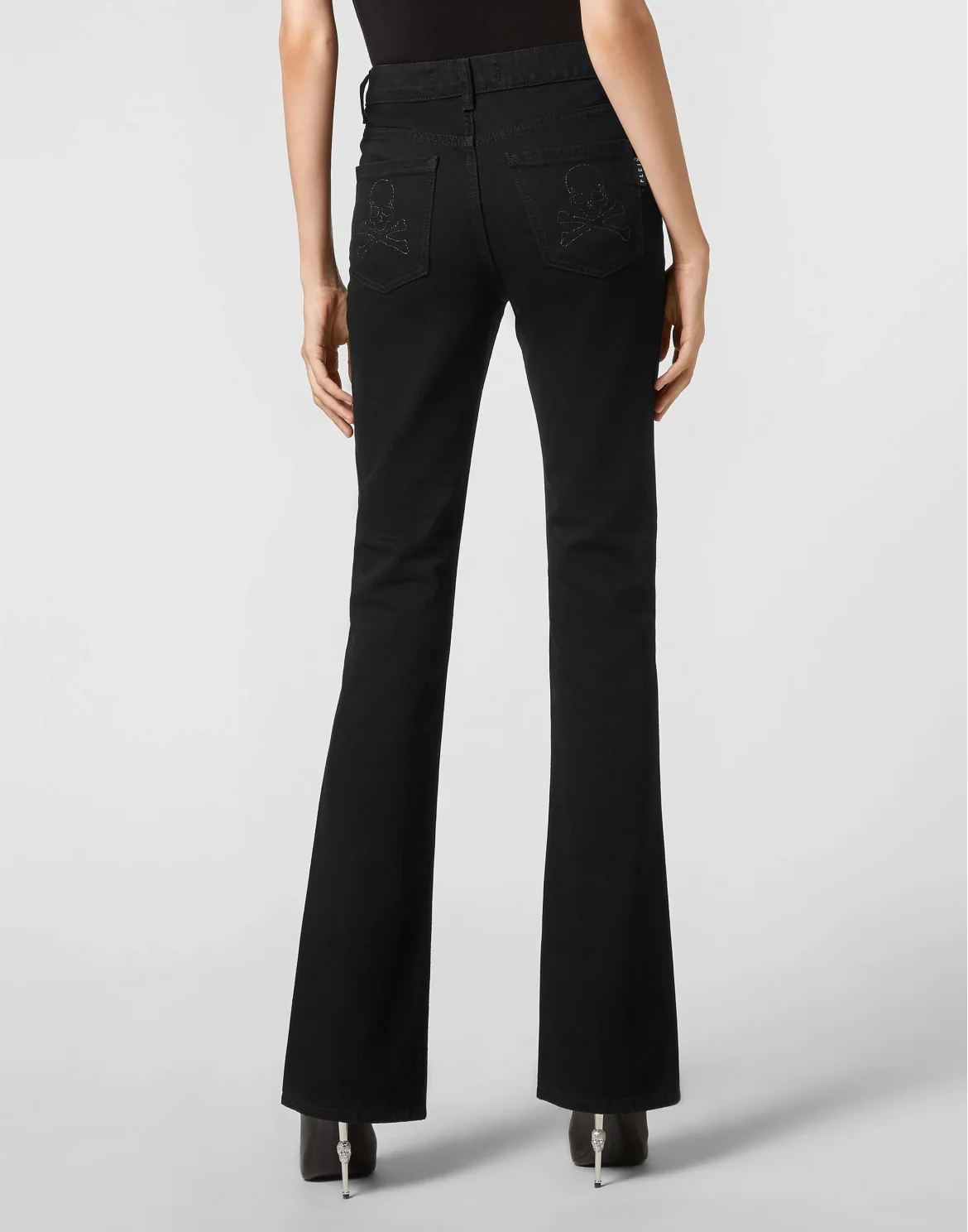 Denim High wasted flare Skull, цвет: Черный
