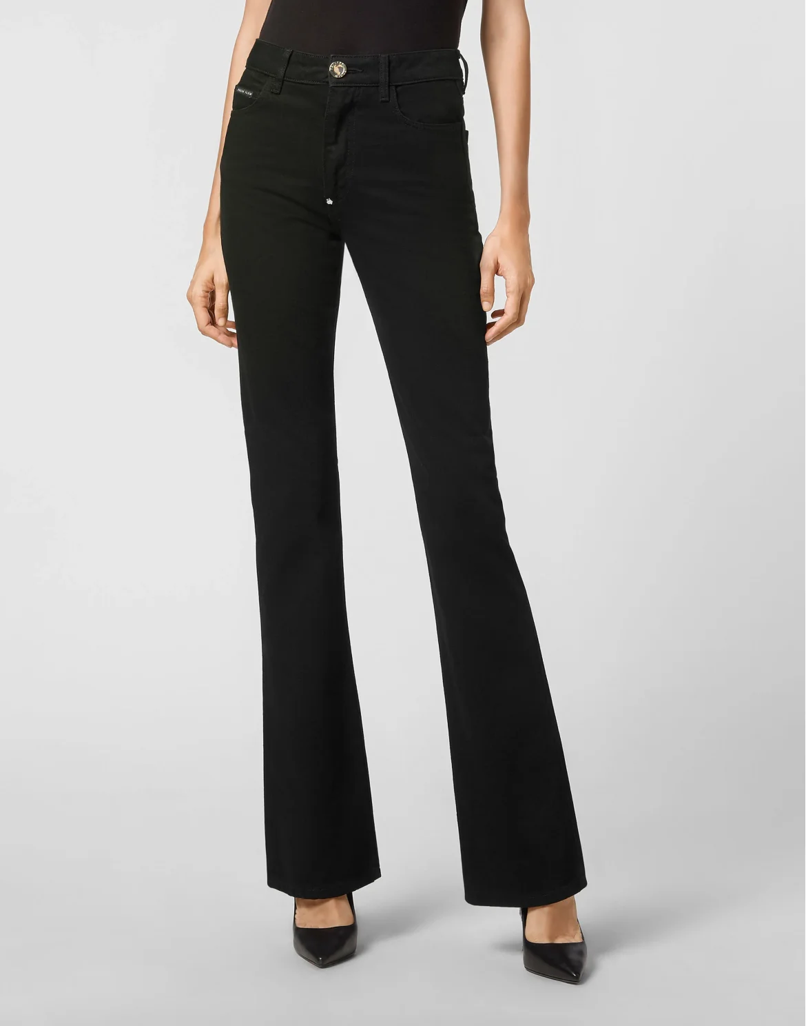 Denim High wasted flare Skull, цвет: Черный