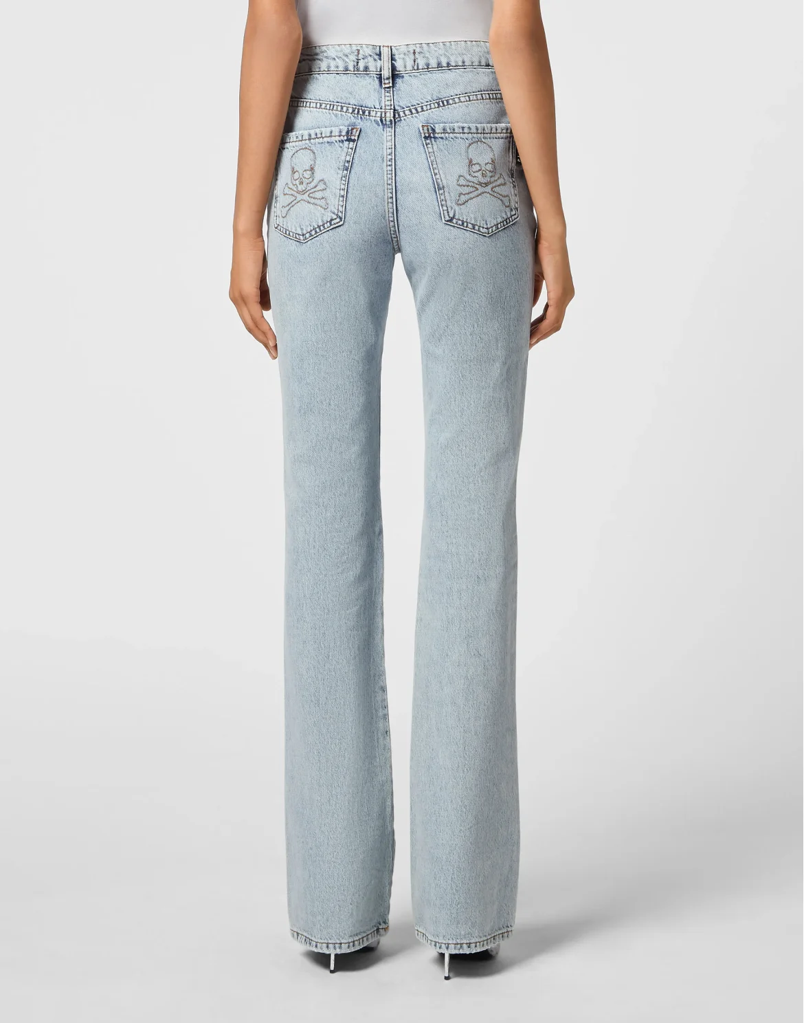 Denim High wasted flare Skull, цвет: Синий
