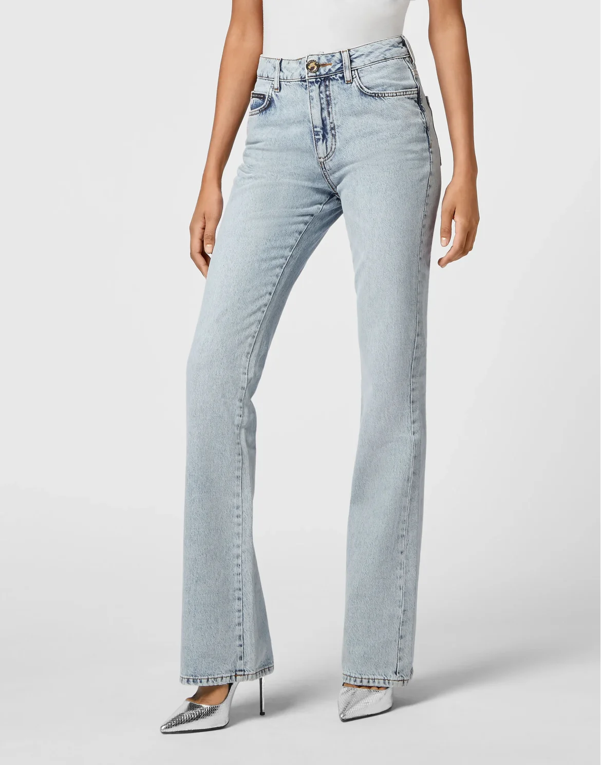 Denim High wasted flare Skull, цвет: Синий