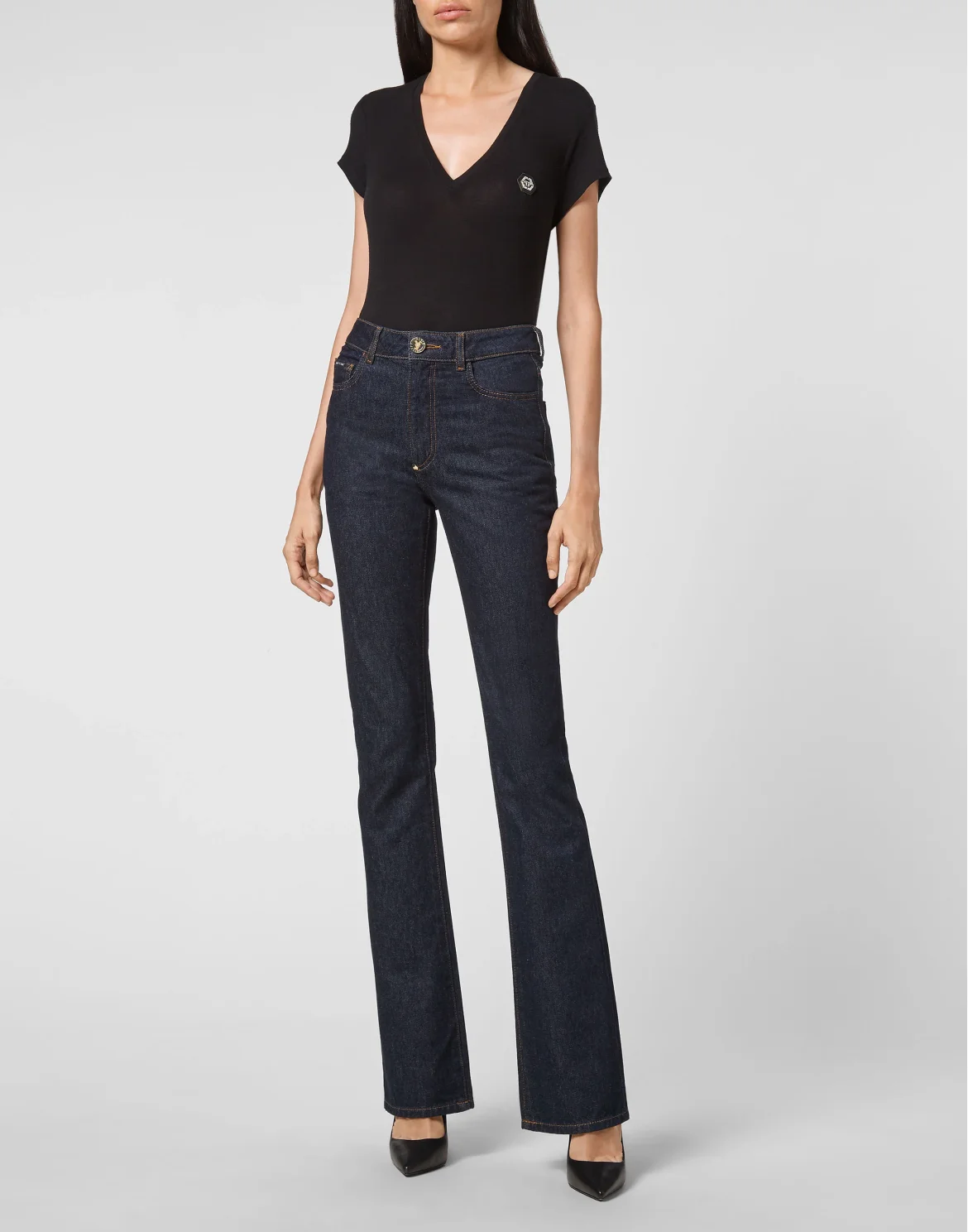 Denim High wasted flare Skull, цвет: Синий