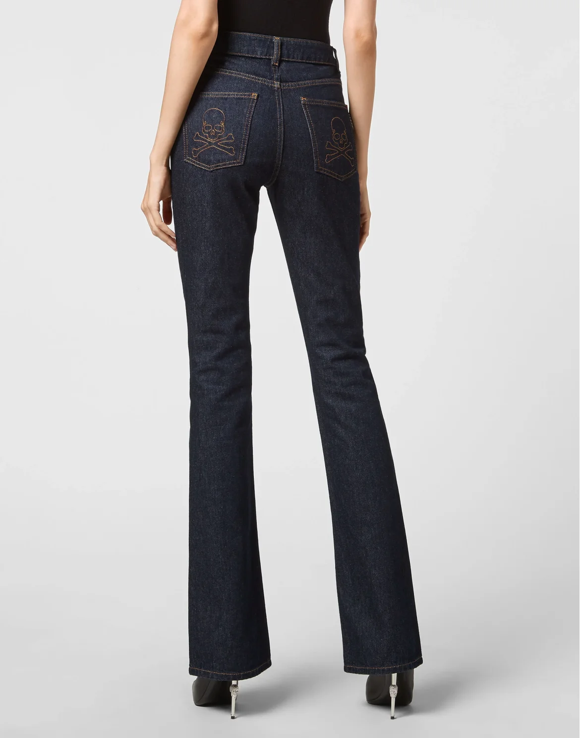 Denim High wasted flare Skull, цвет: Синий