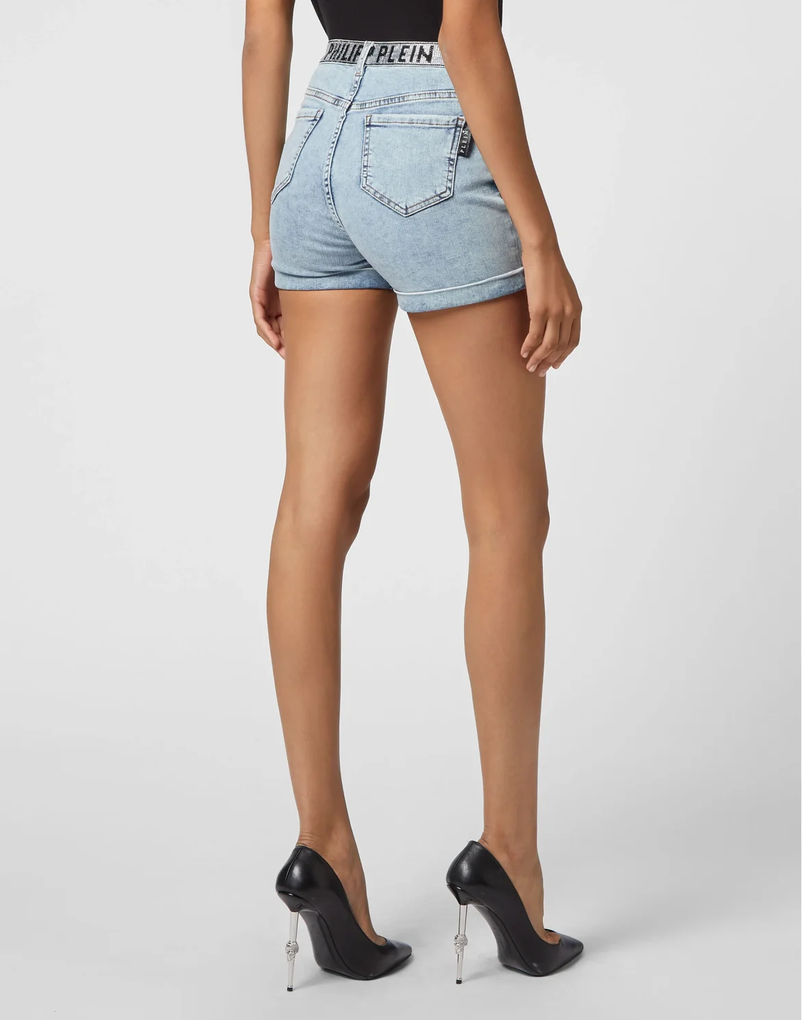 Denim Hot Pants Stones Philipp Plein TM with Crystals, цвет: Синий
