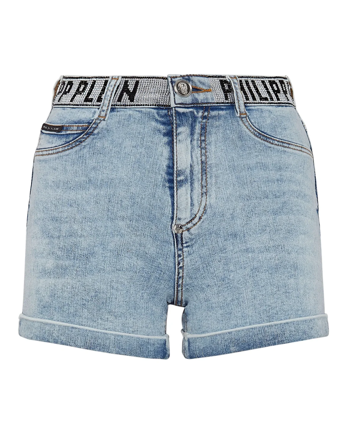 Denim Hot Pants Stones Philipp Plein TM with Crystals, цвет: Синий