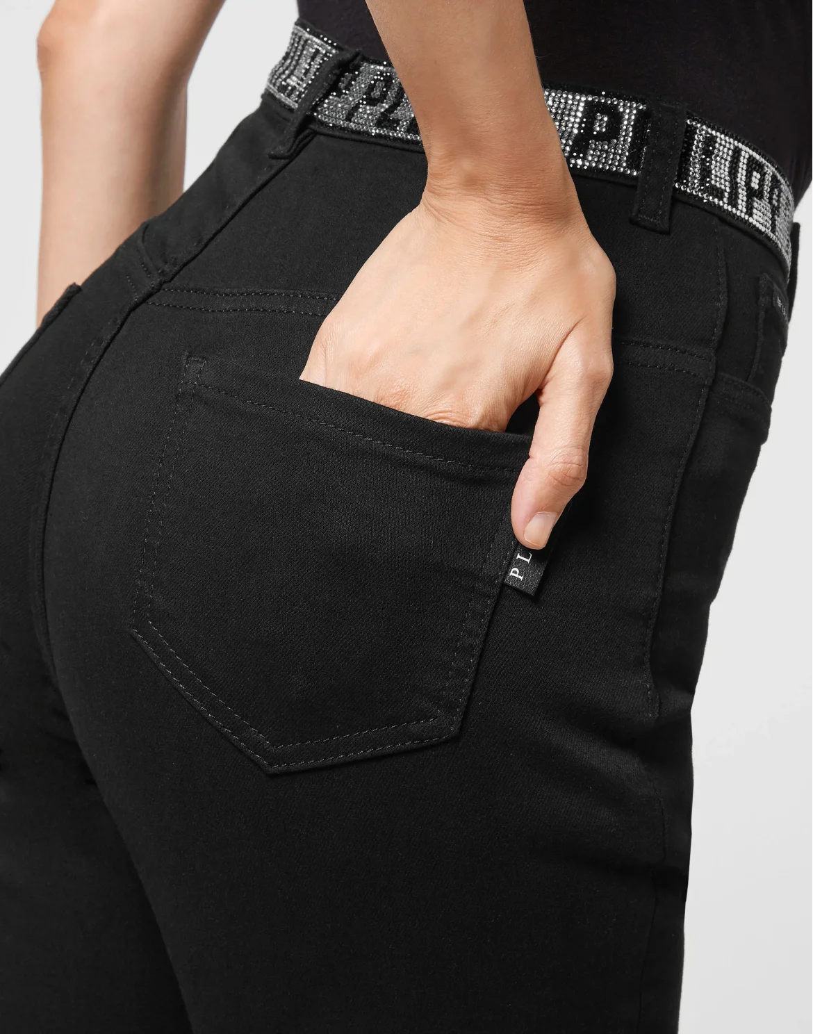Super High Waist Jegging Stones  Philipp Plein TM with Crystals, цвет: Черный