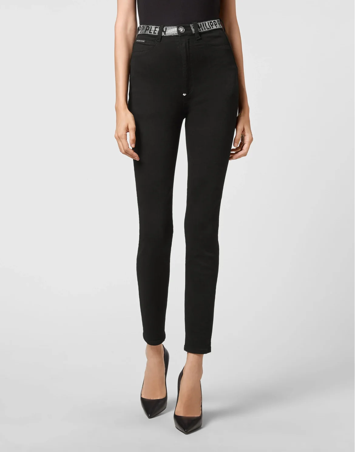 Super High Waist Jegging Stones  Philipp Plein TM with Crystals, цвет: Черный