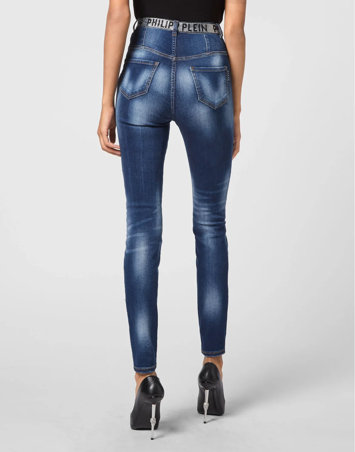 Super High Waist Jegging Stones  Philipp Plein TM with Crystals, цвет: Синий