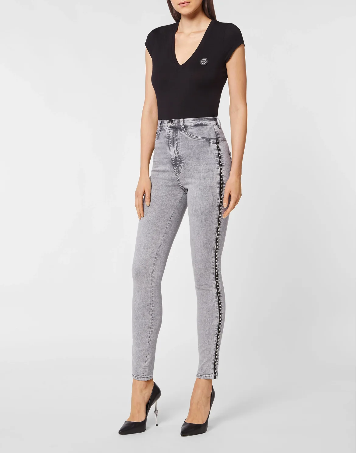Denim Super High Waist Jegging Stones, цвет: Серый