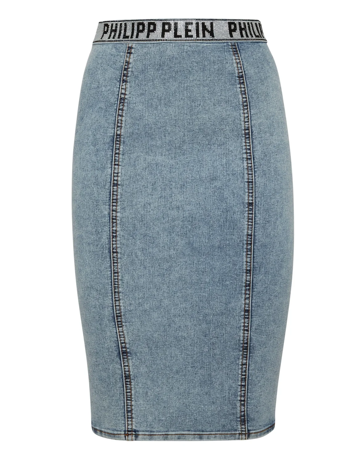 Denim Super Stretch Skirt Stones  Philipp Plein TM with Crystals, цвет: Синий