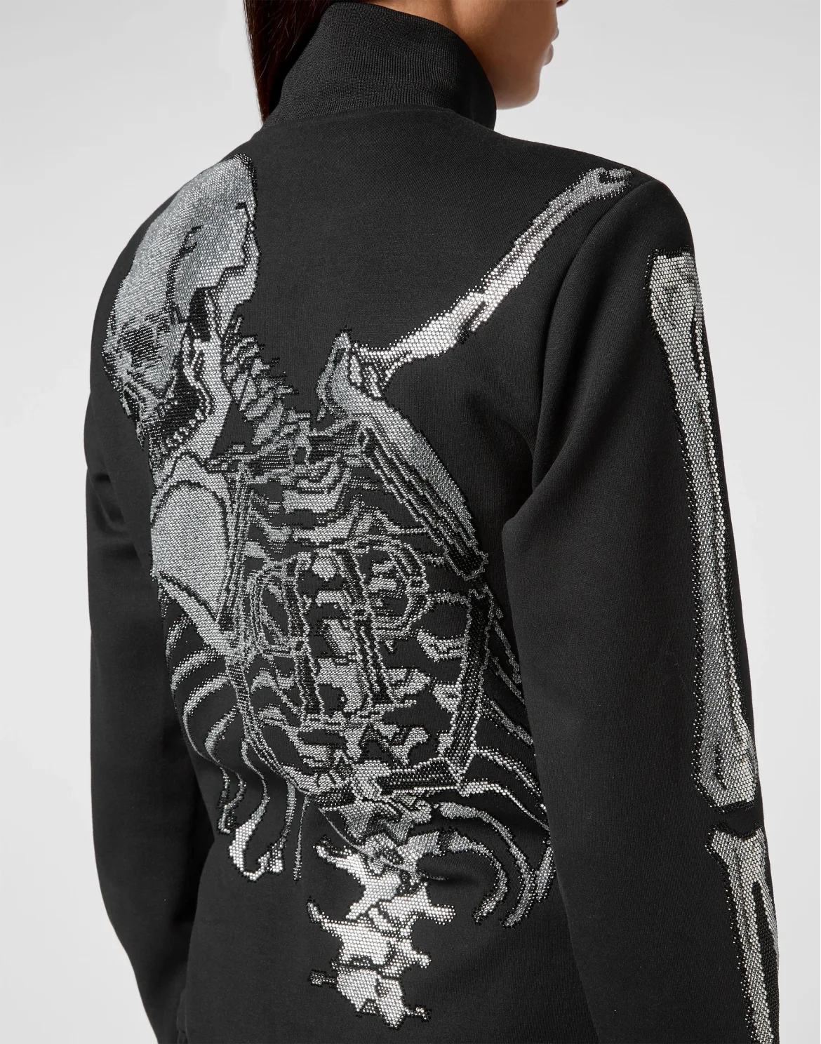Jogging Jacket Full Zip Crystal Stones Skeleton, цвет: Черный