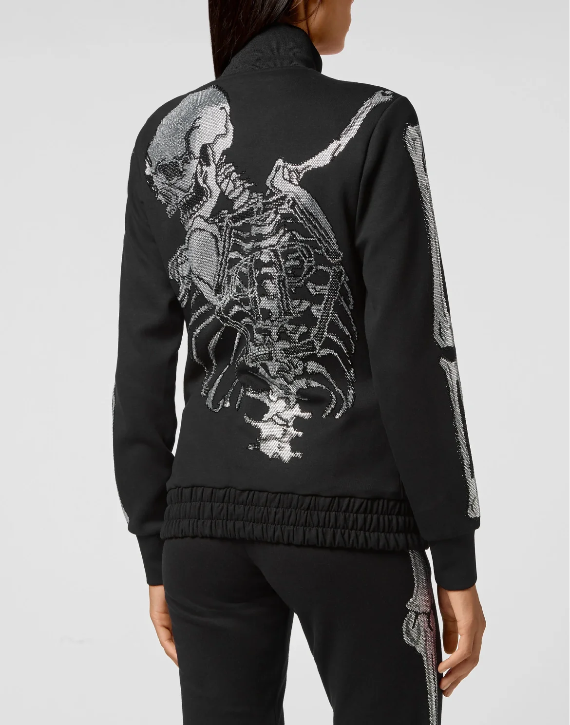Jogging Jacket Full Zip Crystal Stones Skeleton, цвет: Черный