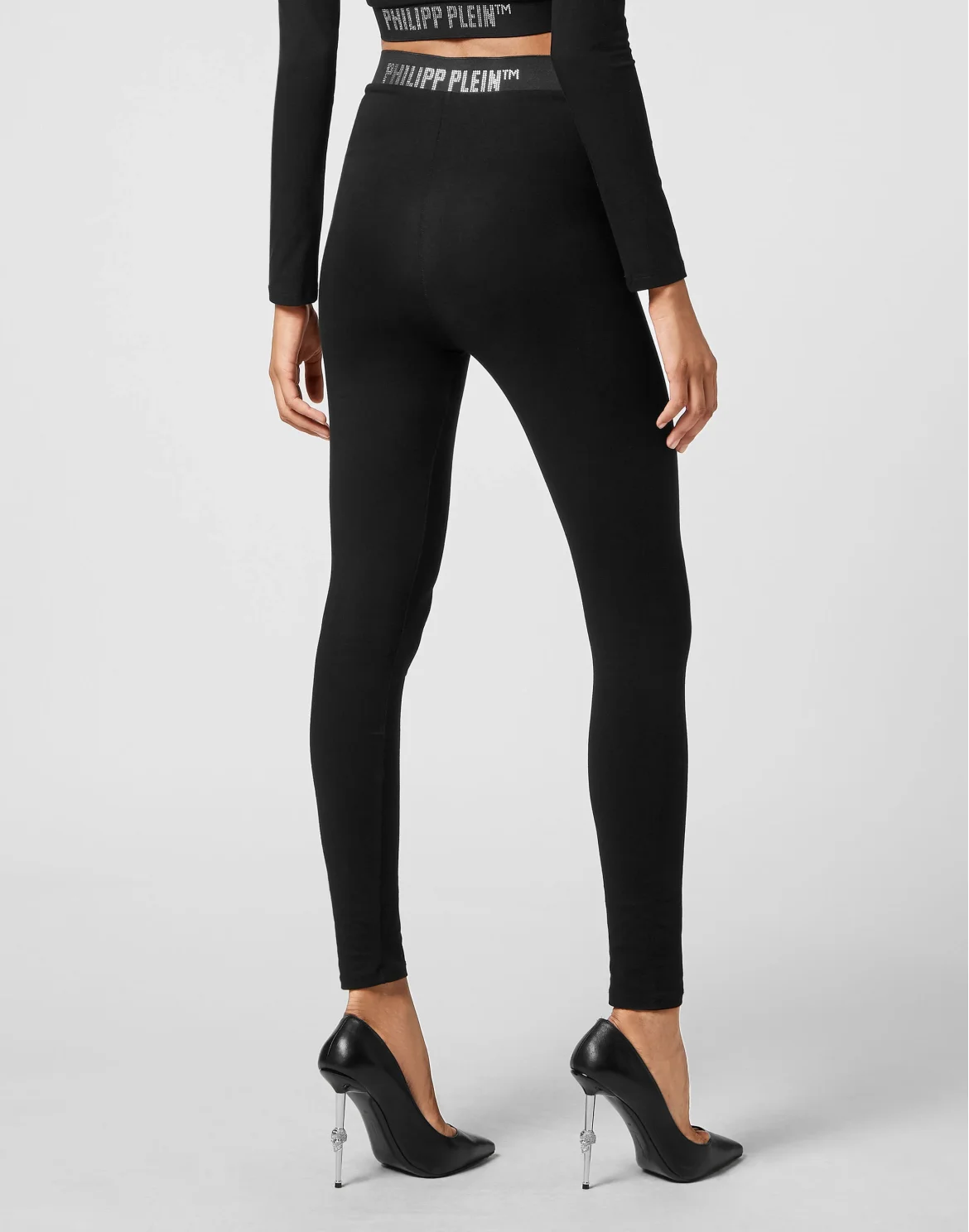 Super High Waist Leggings Stones Philipp Plein TM, цвет: Черный