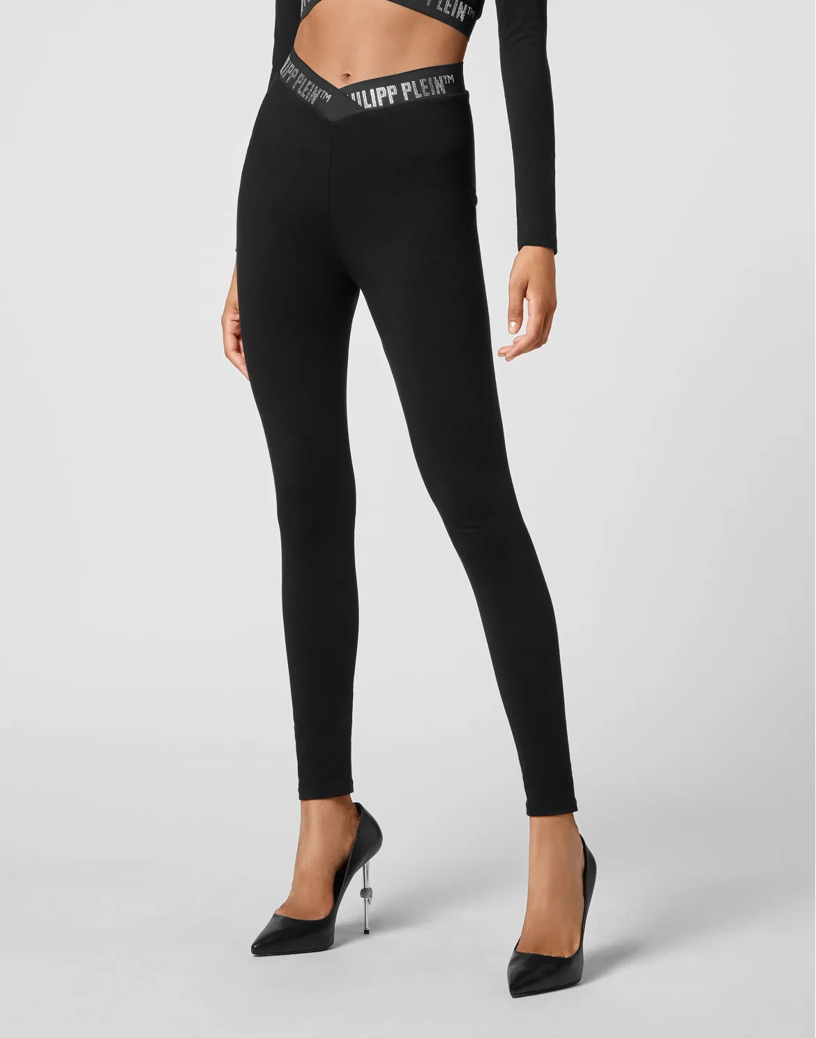Super High Waist Leggings Stones Philipp Plein TM, цвет: Черный
