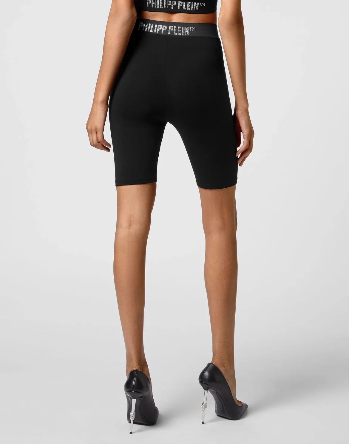 Super High Waist Shorts Stones Philipp Plein TM, цвет: Черный