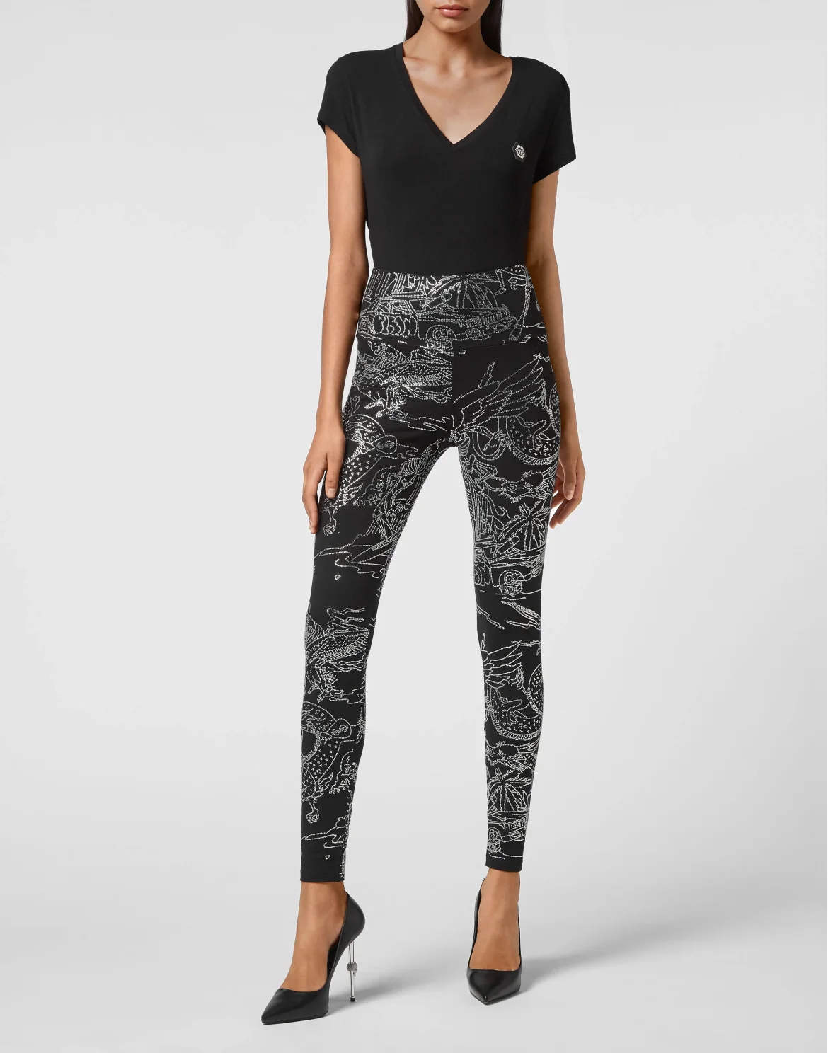 Jogging Leggings Stones Skeleton tattoo, цвет: Черный