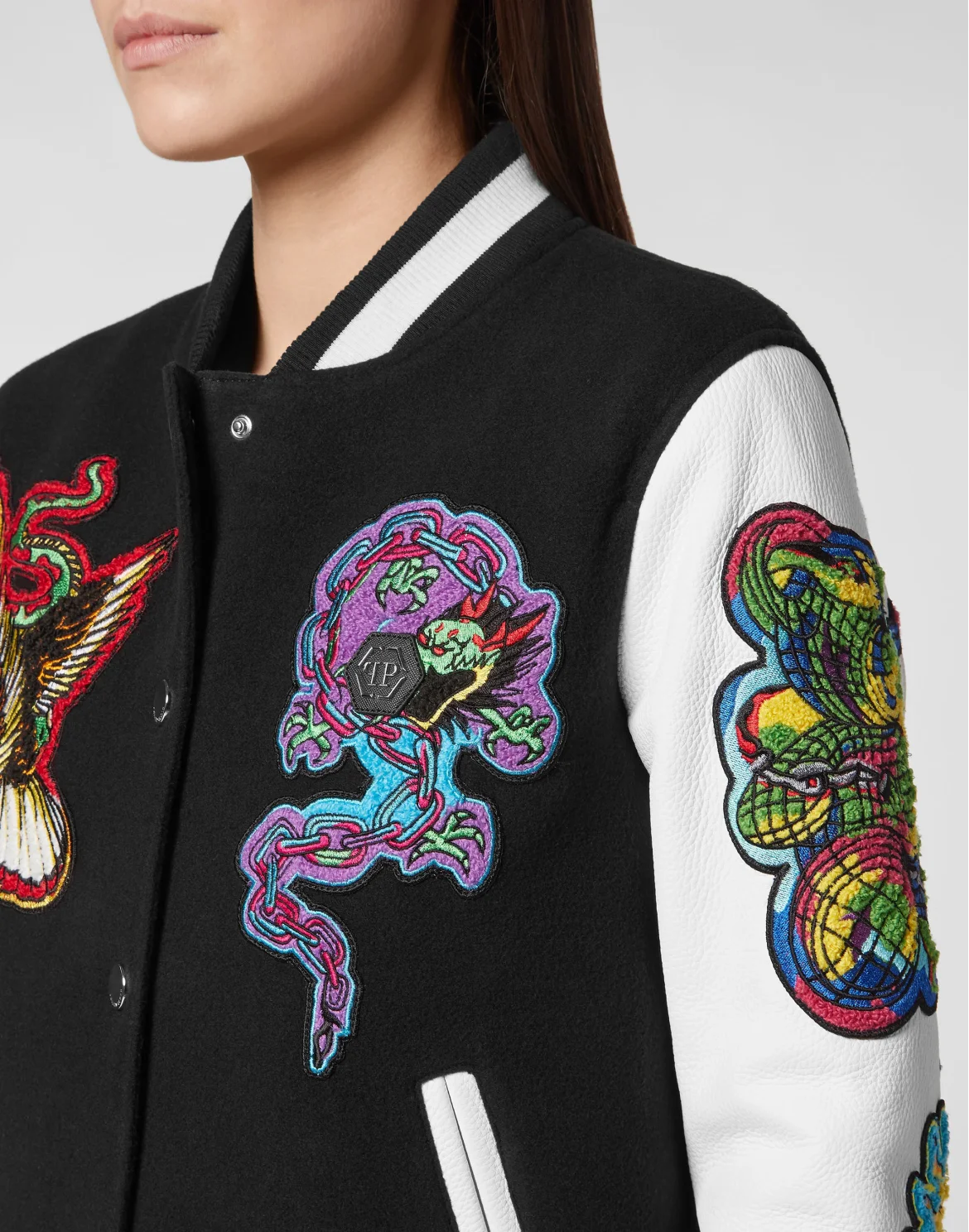 College Bomber Leather sleeves Tattoo Patches, цвет: Черный