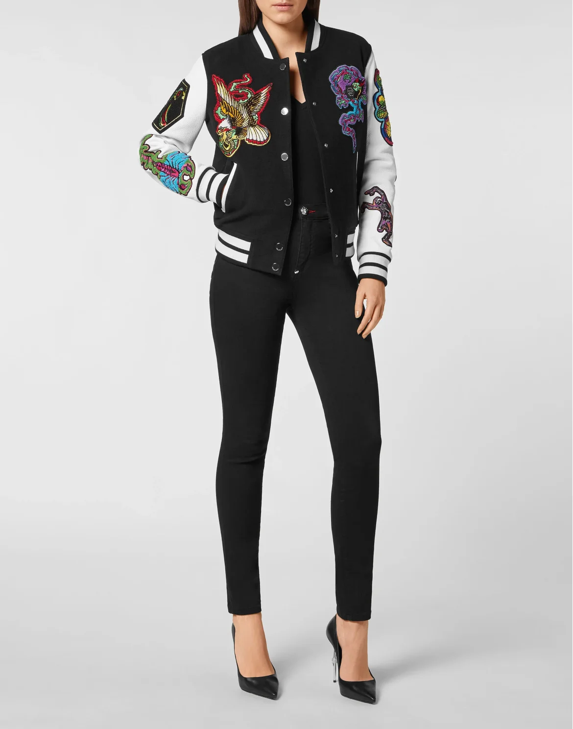 College Bomber Leather sleeves Tattoo Patches, цвет: Черный