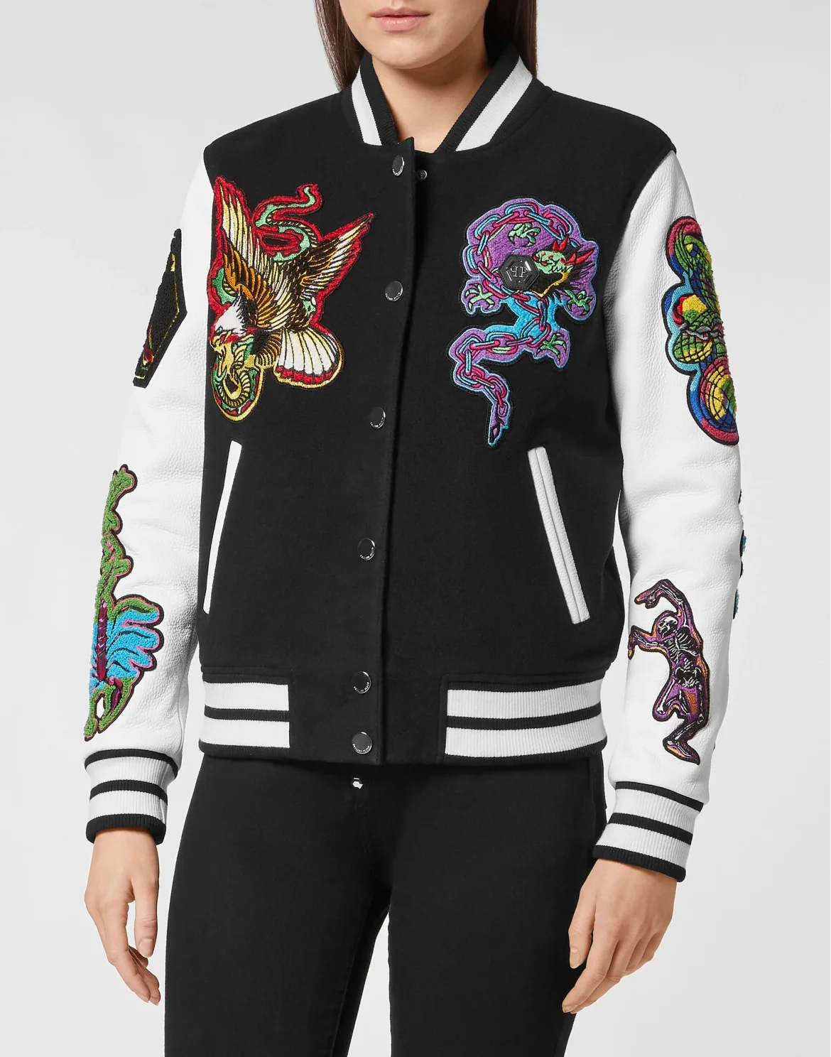 College Bomber Leather sleeves Tattoo Patches, цвет: Черный