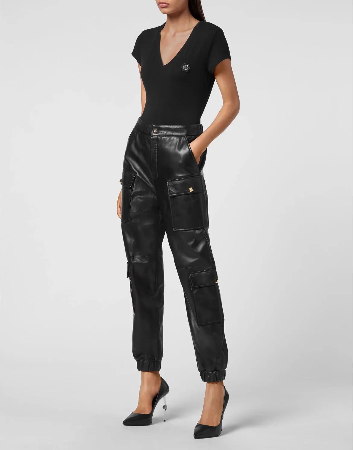 Leather Jogging Trousers, цвет: Черный
