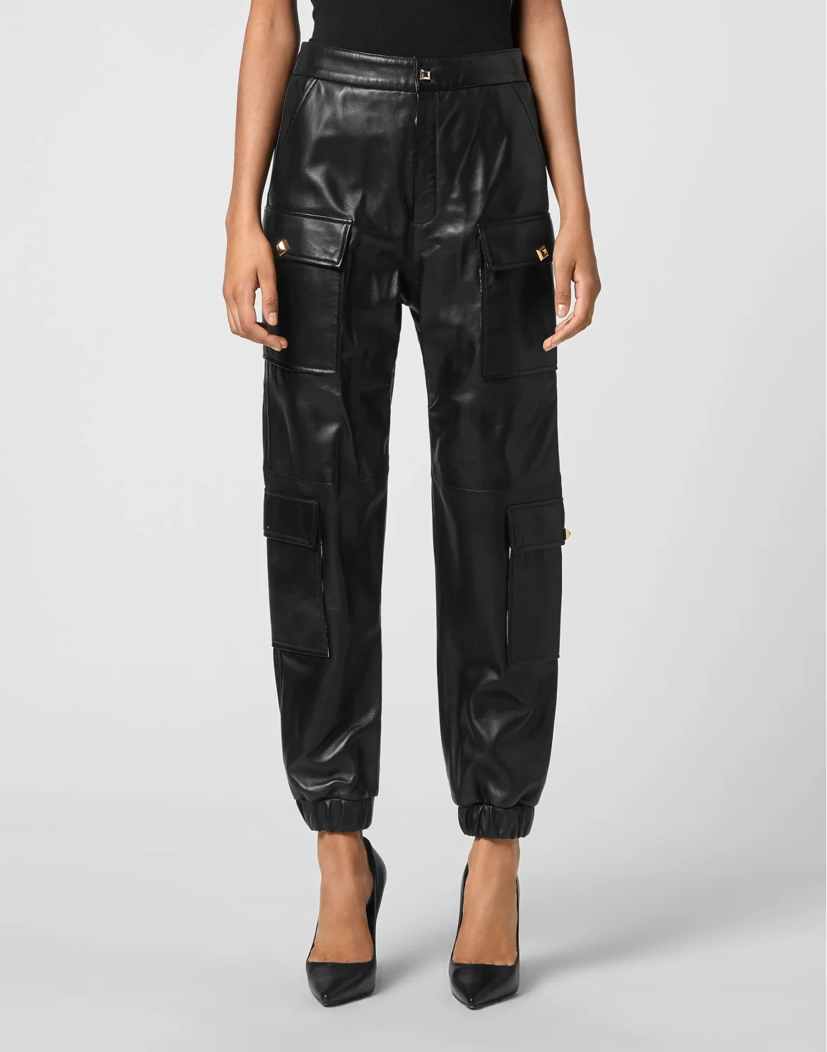 Leather Jogging Trousers, цвет: Черный