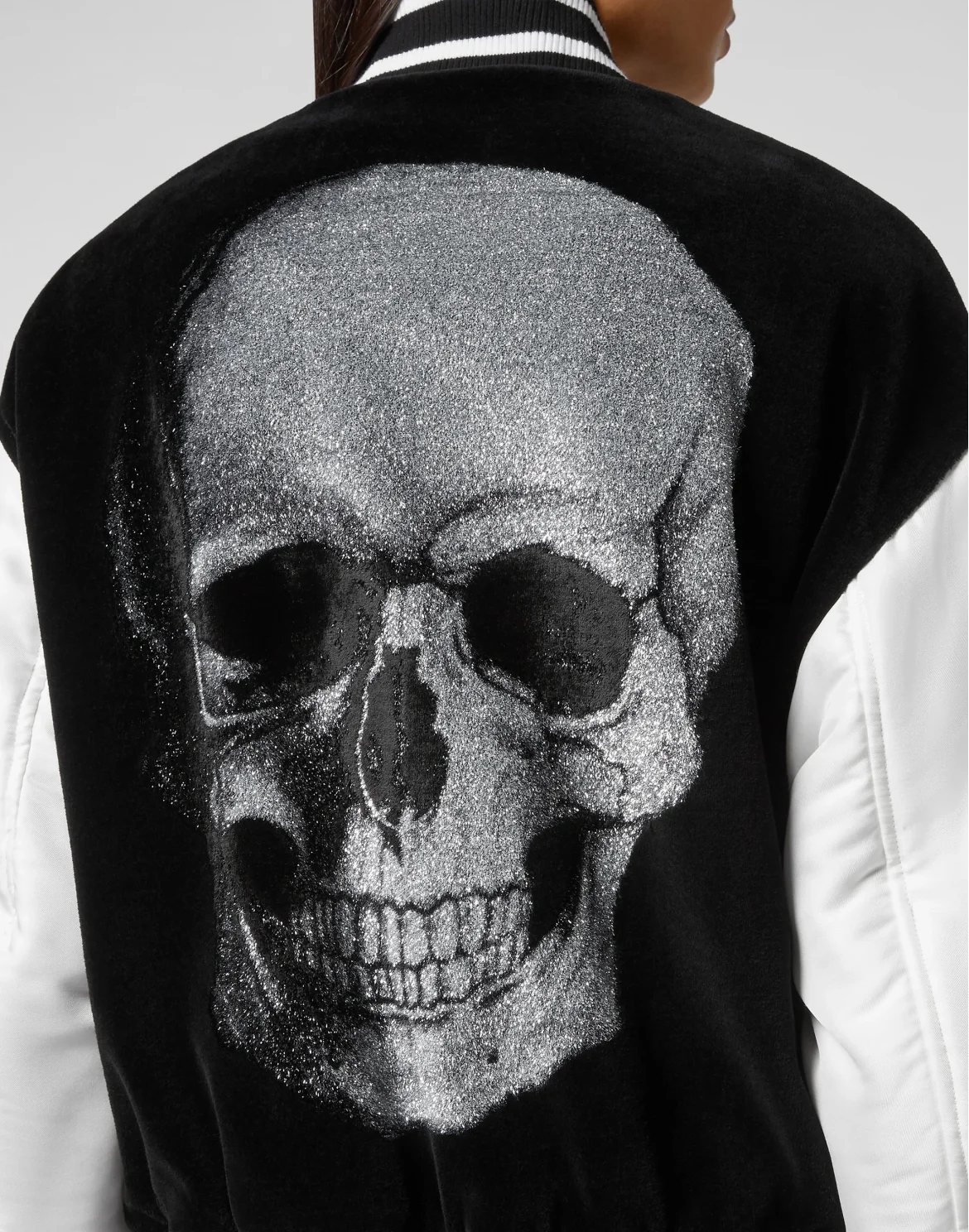 Velvet Bomber Jacket Skull with Crystals, цвет: Черный
