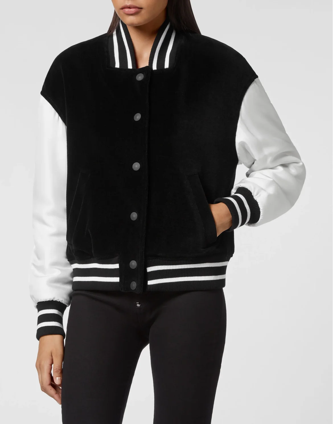 Velvet Bomber Jacket Skull with Crystals, цвет: Черный