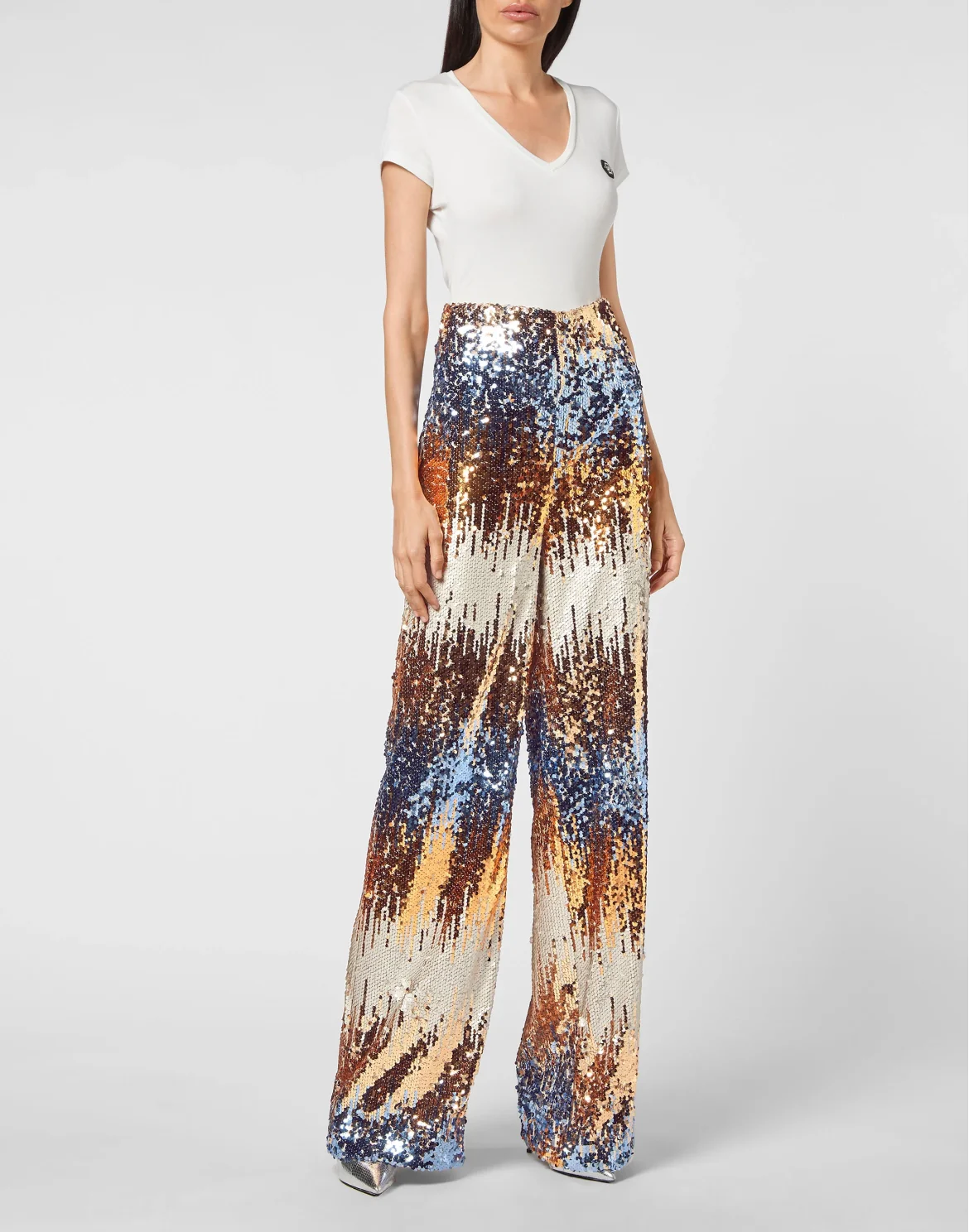 High Waist Trousers Pailletes Gothic Plein, цвет: Золотой