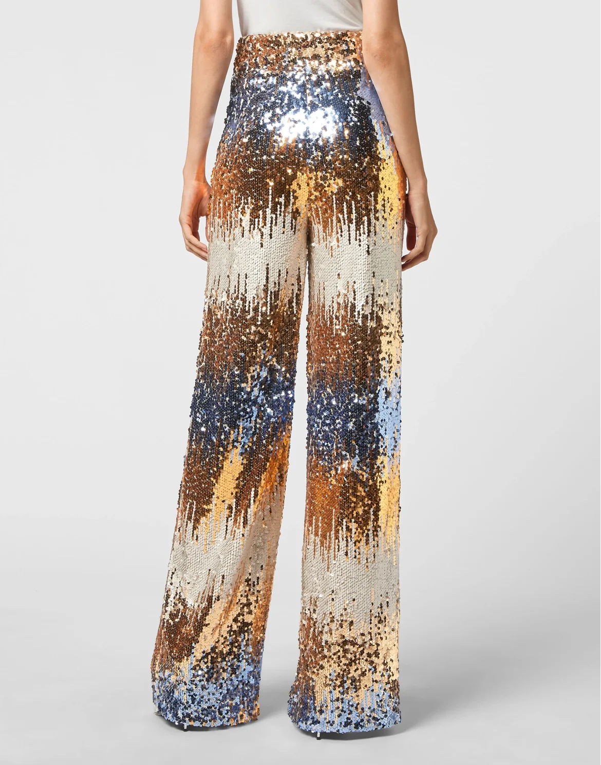 High Waist Trousers Pailletes Gothic Plein, цвет: Золотой