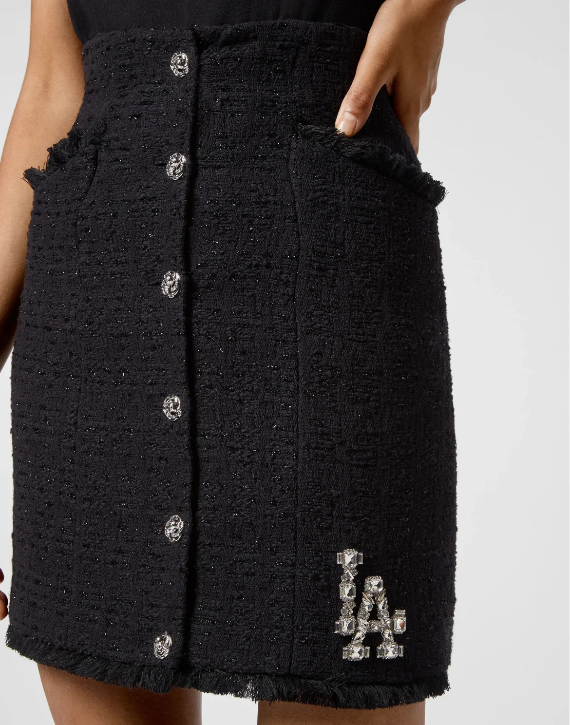 Tweed Short Skirt Crystal Skull, цвет: Черный