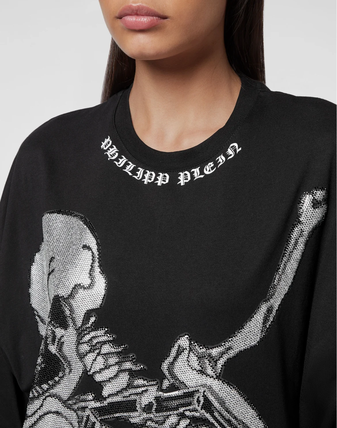T-shirt Dress Skeleton with Crystals, цвет: Черный