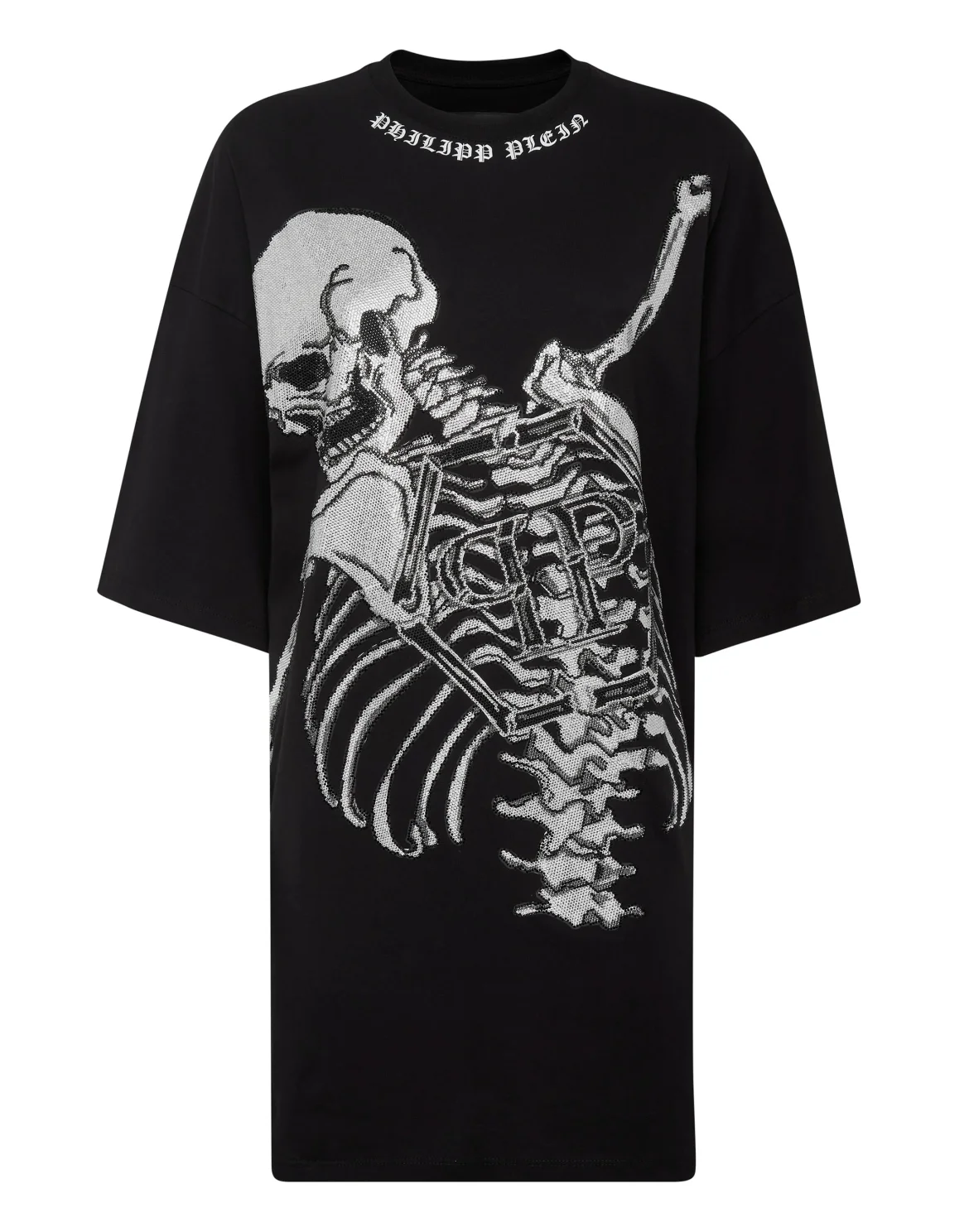 T-shirt Dress Skeleton with Crystals, цвет: Черный