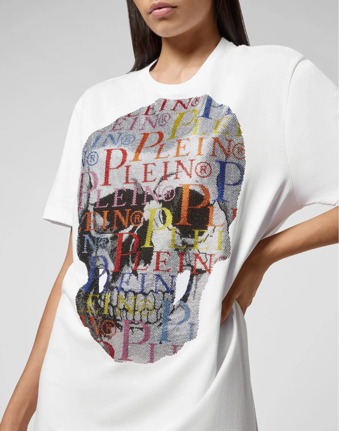 T-shirt Dress Multicolor Skull, цвет: Белый
