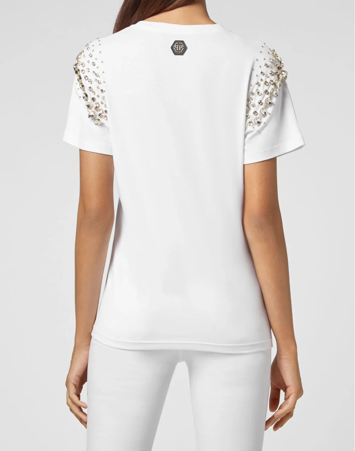 T-shirt Round Neck SS Crystal Iconic Plein, цвет: Белый