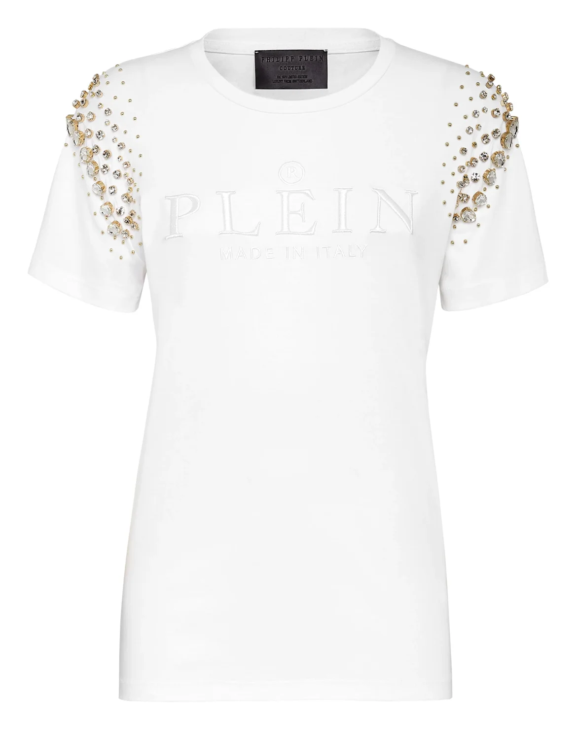 T-shirt Round Neck SS Crystal Iconic Plein, цвет: Белый