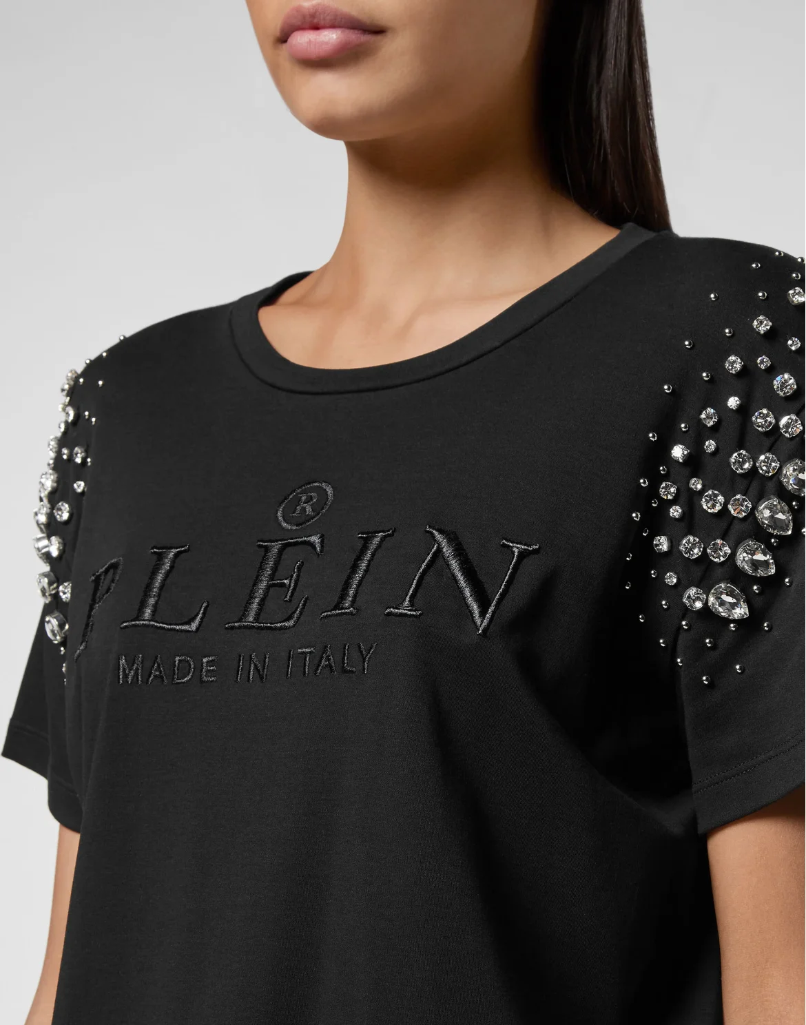 T-shirt Round Neck SS Crystal Iconic Plein, цвет: Черный