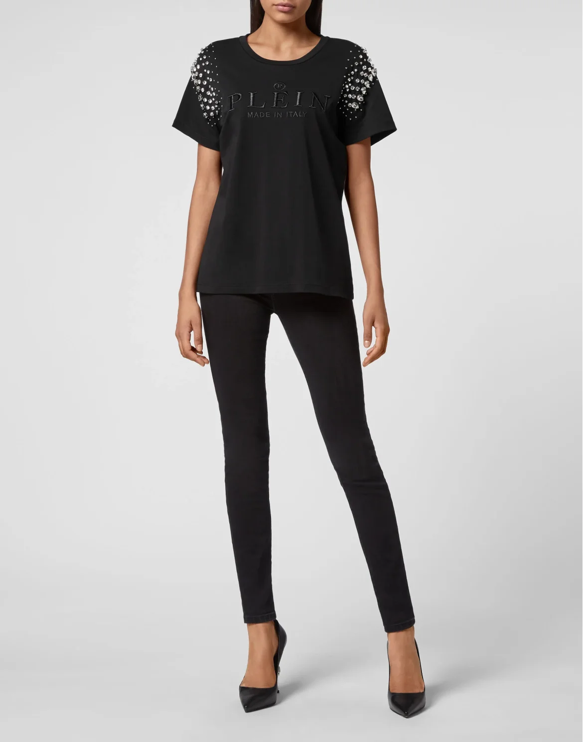 T-shirt Round Neck SS Crystal Iconic Plein, цвет: Черный