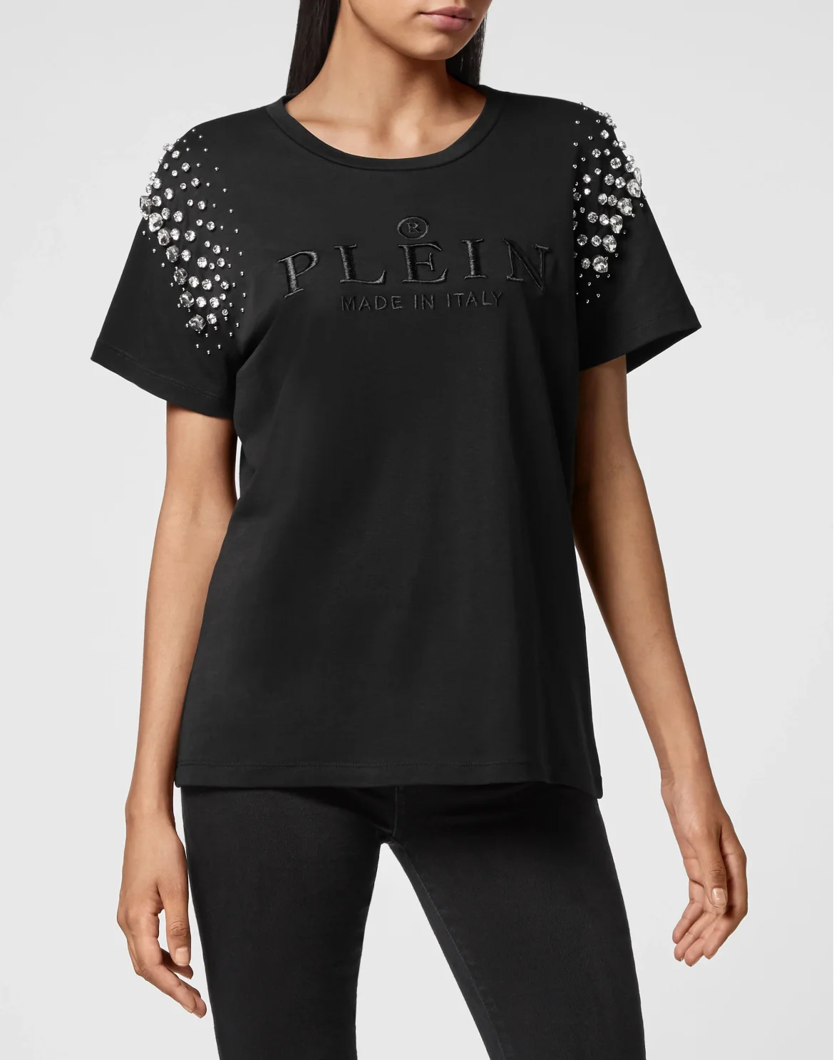 T-shirt Round Neck SS Crystal Iconic Plein, цвет: Черный