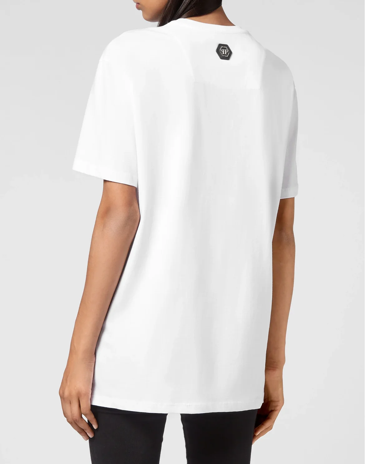 T-shirt Round Neck SS Tattoo Patches with Crystals, цвет: Белый
