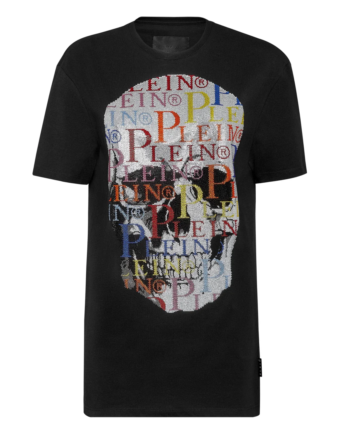 T-shirt Round Neck SS Multicolor Skull with Crystals, цвет: Черный