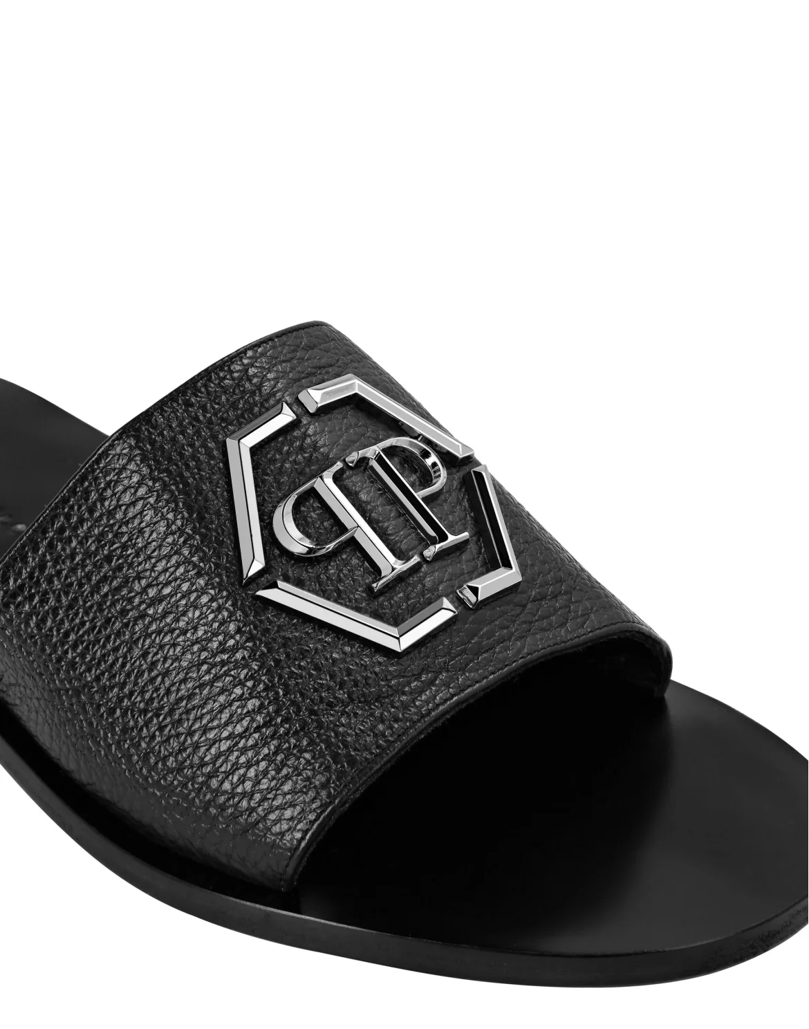 Leather Sandals Flat Gothic Plein, цвет: Черный