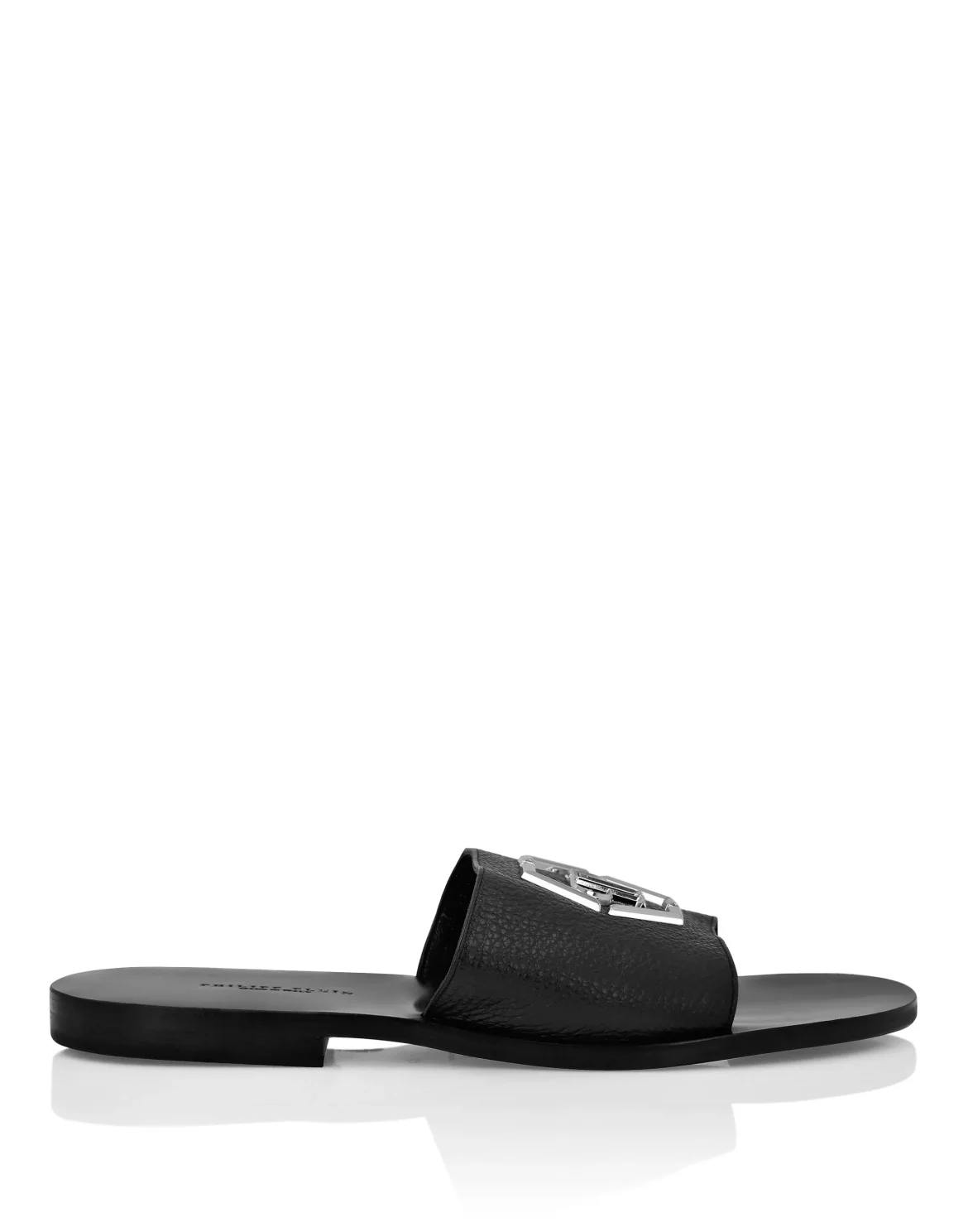 Leather Sandals Flat Gothic Plein, цвет: Черный