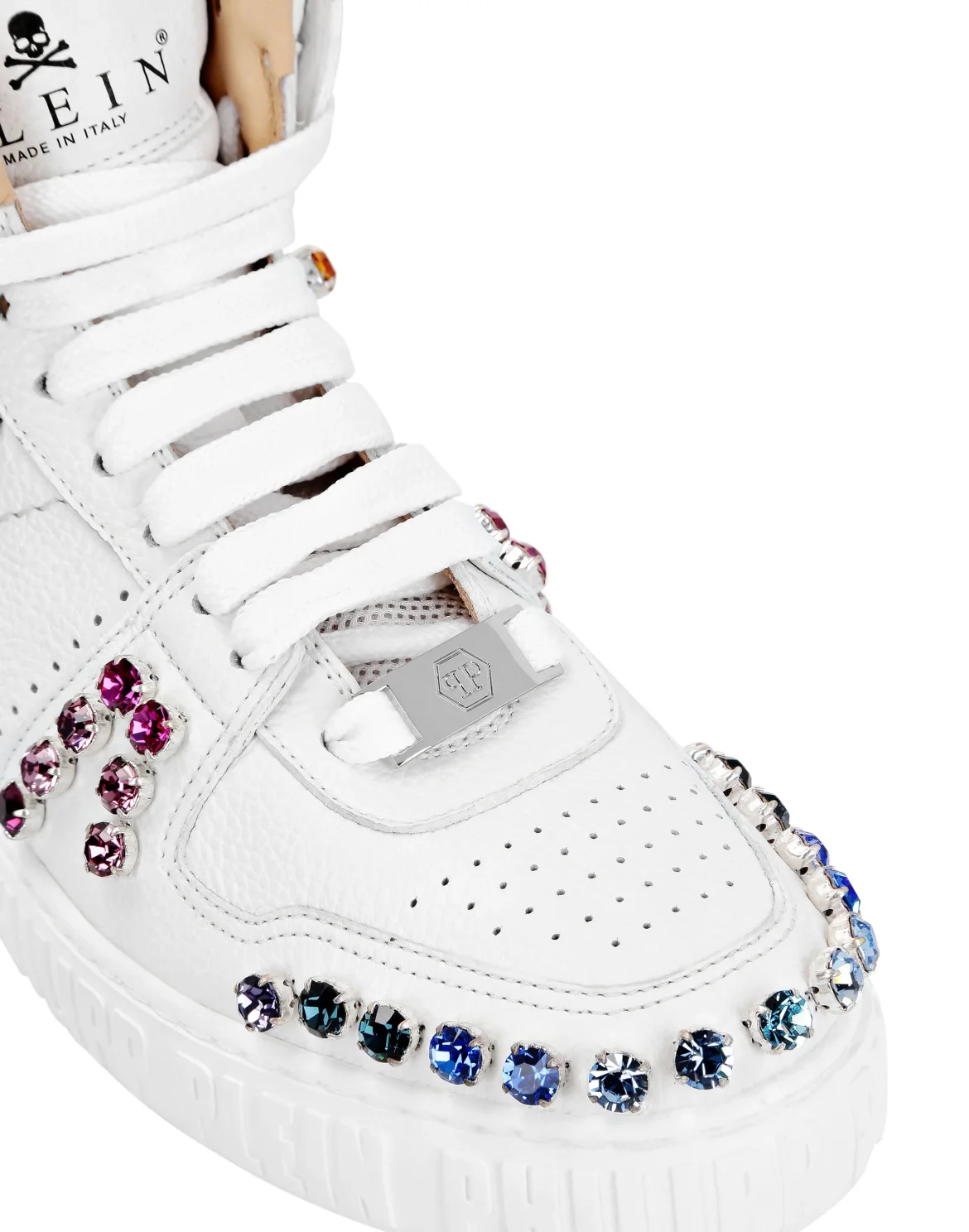 Leather Hi-Top Sneakers Crystal, цвет: Белый